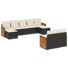 9-Delige Loungeset Met Kussens Poly Rattan Zwart