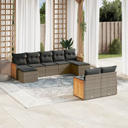 Loungeset 9-delig poly rattan grijs