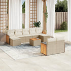 10-Delige Loungeset Met Kussens Poly Rattan Beige