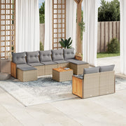 Loungeset 10-delig poly rattan beige