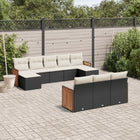 10-Delige Loungeset Met Kussens Poly Rattan Zwart