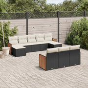 Loungeset 10-delig poly rattan zwart