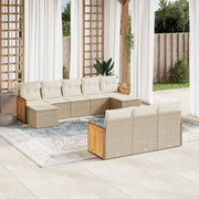 Loungeset 10-delig poly rattan beige
