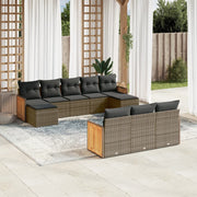 Loungeset 10-delig poly rattan grijs