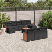 Loungeset 11-delig poly rattan zwart