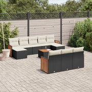 Loungeset 11-delig poly rattan zwart
