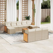 Tuinset 11-delig poly rattan beige met kussens