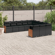 Loungeset 11-delig poly rattan zwart