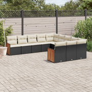 Loungeset poly rattan 11-delig zwart