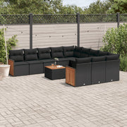 Loungeset 12-delig poly rattan zwart