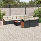 12-Delige Loungeset Met Kussens Poly Rattan Zwart