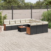 Loungeset 12-delig poly rattan zwart