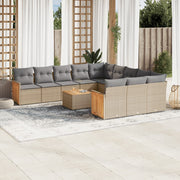 Loungeset poly rattan 12-delig beige