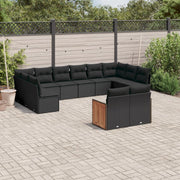 Loungeset 12-delig poly rattan zwart