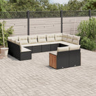 Loungeset 12-delig poly rattan zwart