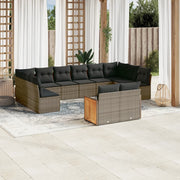 Loungeset 11-delig poly rattan grijs