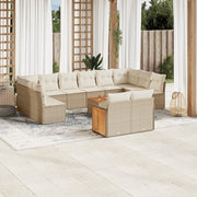 13-piece Lounge Set with cushions poly rattan beige