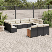 Loungeset 13-delig poly rattan zwart