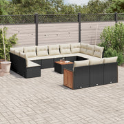 Loungeset 14-delig poly rattan zwart
