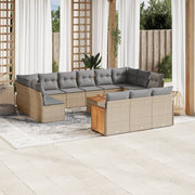 Loungeset 14-delig poly rattan beige
