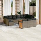 14-piece Lounge Set with Cushions poly rattan grey