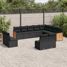 Loungeset 12-delig poly rattan zwart