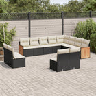 Loungeset 12-delig poly rattan zwart
