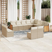 Loungeset 12-delig poly rattan beige