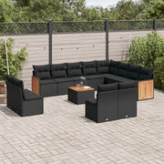Loungeset 13-delig poly rattan zwart