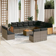 Loungeset 13-delig poly rattan grijs