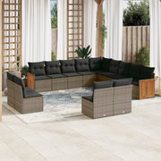 Loungeset 13-delig poly rattan grijs