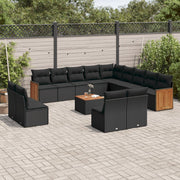 Loungeset 14-delig poly rattan zwart