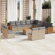 Loungeset 14-delig poly rattan beige