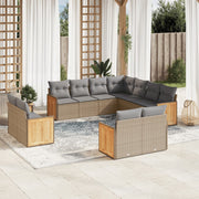 11-piece Garden Furniture Set with Cushions, Poly Rattan, Beige
