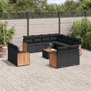 Loungeset 12-delig poly rattan zwart