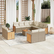 Loungeset 12-delig poly rattan beige