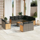 12-piece lounge set with cushions poly rattan grey
