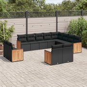 Loungeset 12-delig poly rattan zwart