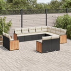 12-piece lounge set with cushions poly rattan black