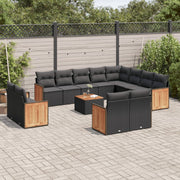Loungeset 13-delig poly rattan zwart