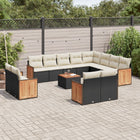 13-Delige Loungeset Met Kussens Poly Rattan Zwart