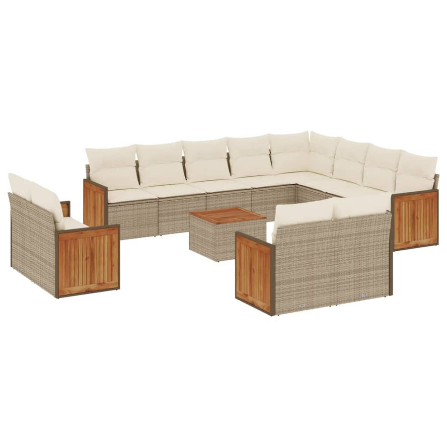 13-Delige Loungeset Met Kussens Poly Rattan Beige