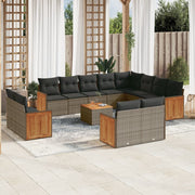 Loungeset 13-delig poly rattan grijs