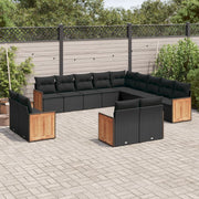 Loungeset 13-delig poly rattan zwart