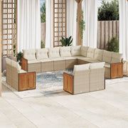 Loungeset 13-delig poly rattan beige