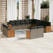 Loungeset 13-delig poly rattan grijs