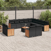 Loungeset 14-delig poly rattan zwart