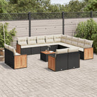 14-piece Lounge Set with Cushions, Polyrattan Black
