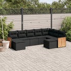 9-Delige Loungeset Met Kussens Poly Rattan Zwart