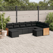 Loungeset 9-delig poly rattan zwart